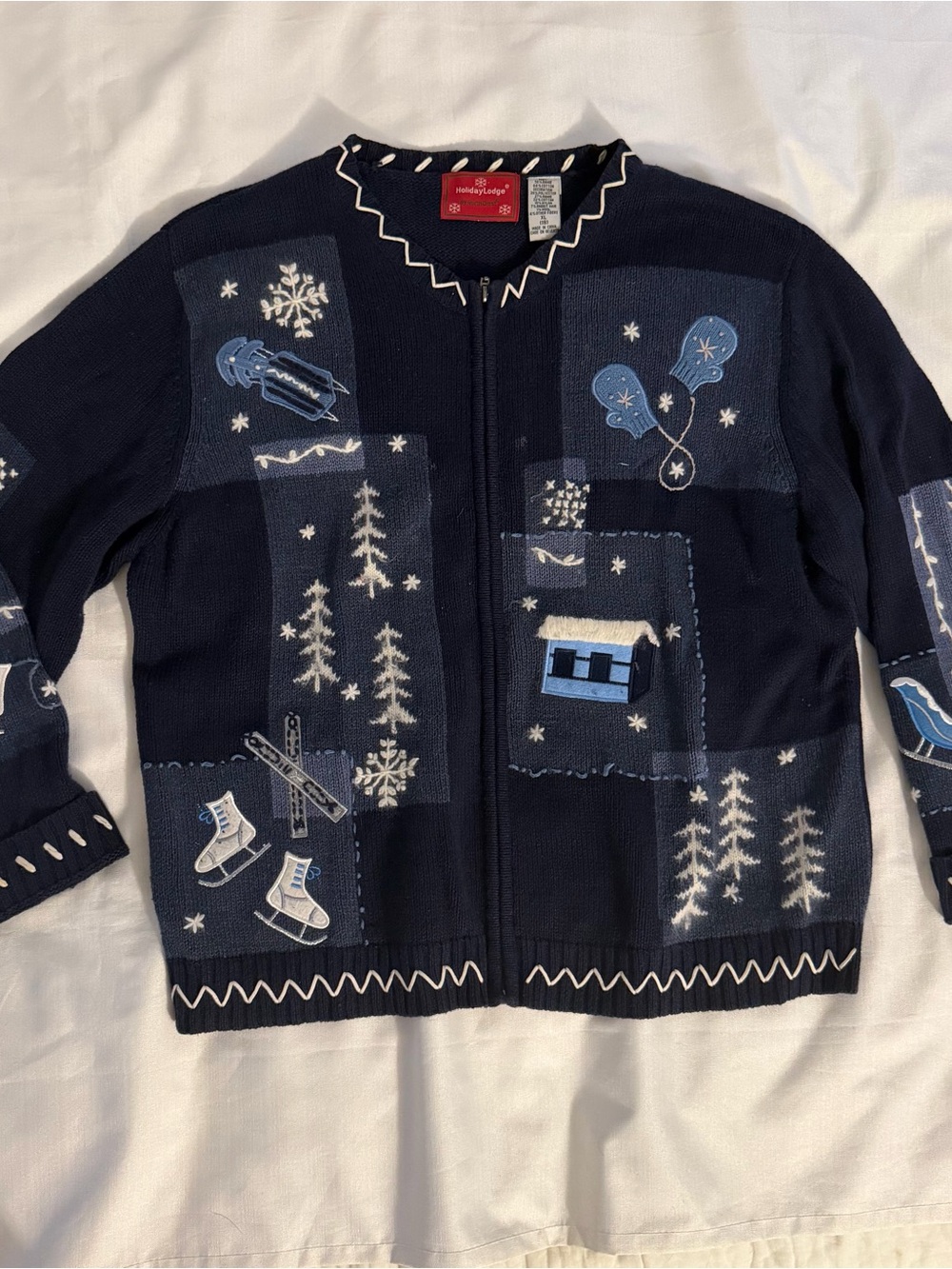 Embroidered holiday zip up sweater size women’s XL